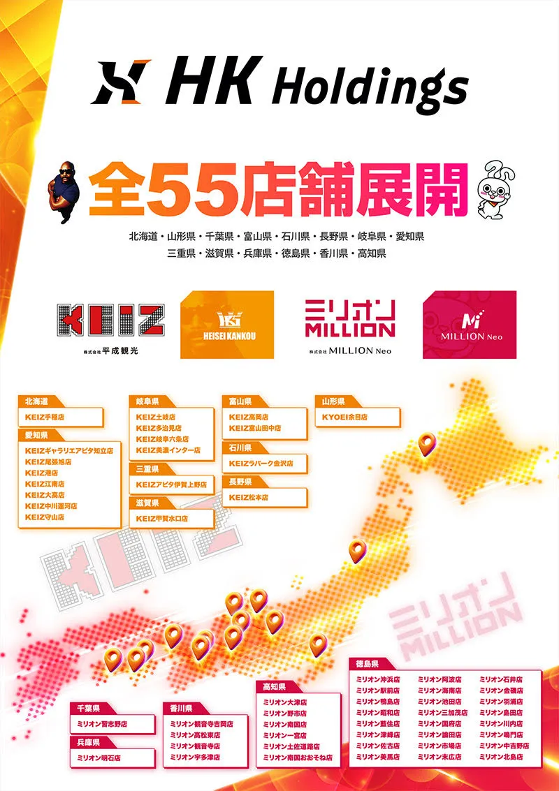 株式会社HKホールディングス 全55店舗展開